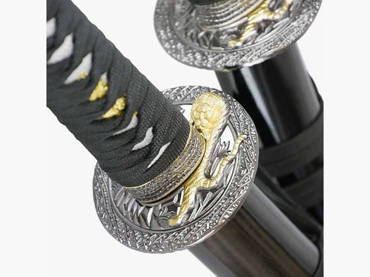 Epic Swords Katana Wakizashi Black Tiger Daisho Schwertpaar mit stumpfen Klingen inklusive Schwertständer und Zubehör