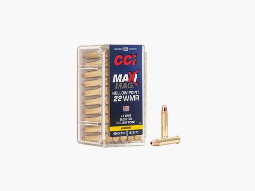 50 Patronen CCI Kal. 22 WMR Varmint Maxi Mag JHP 40gr