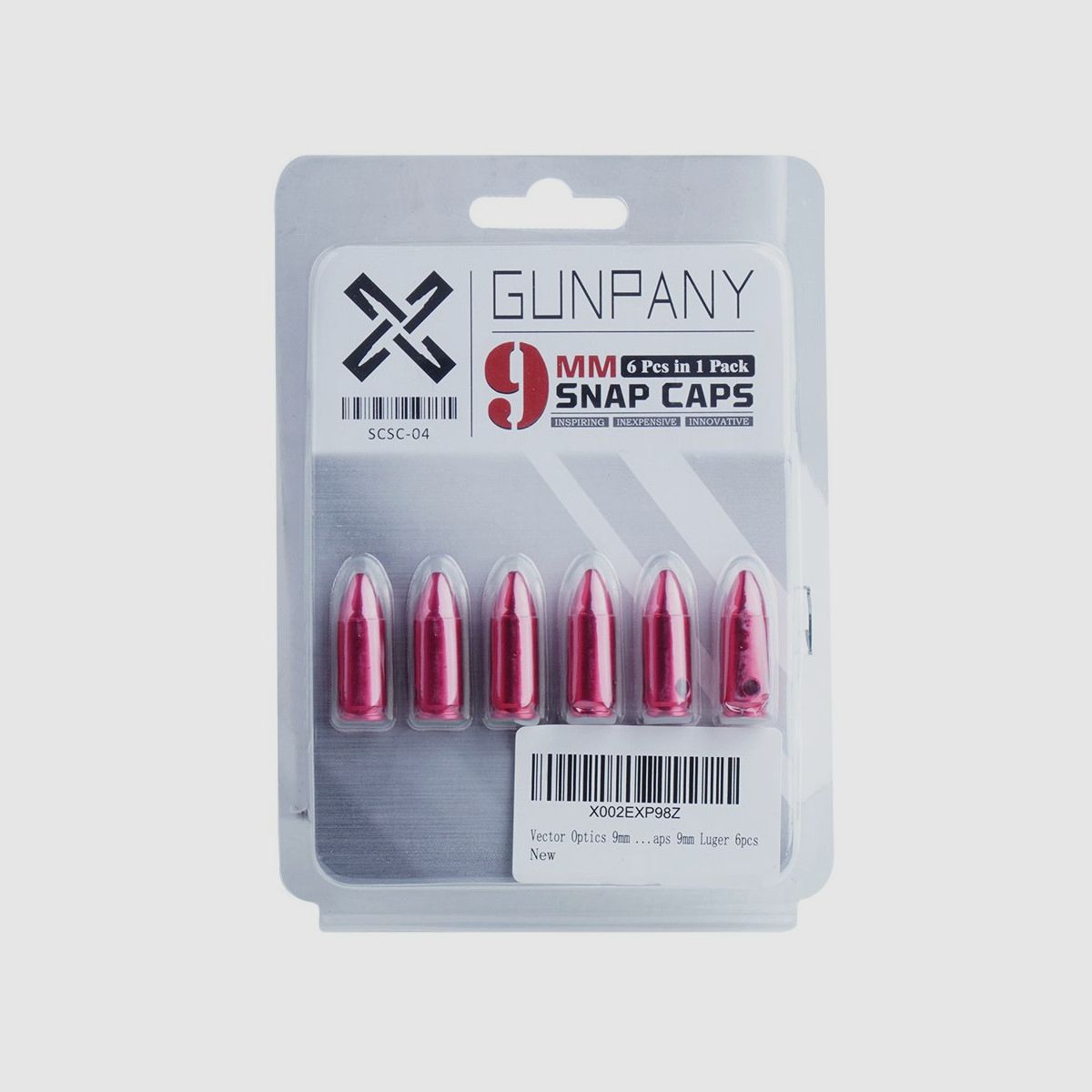 GunPany – Aluminium oefenpatroon 9x19 mm – 6 stuks – SCSC-04, afbeelding 3 van 3