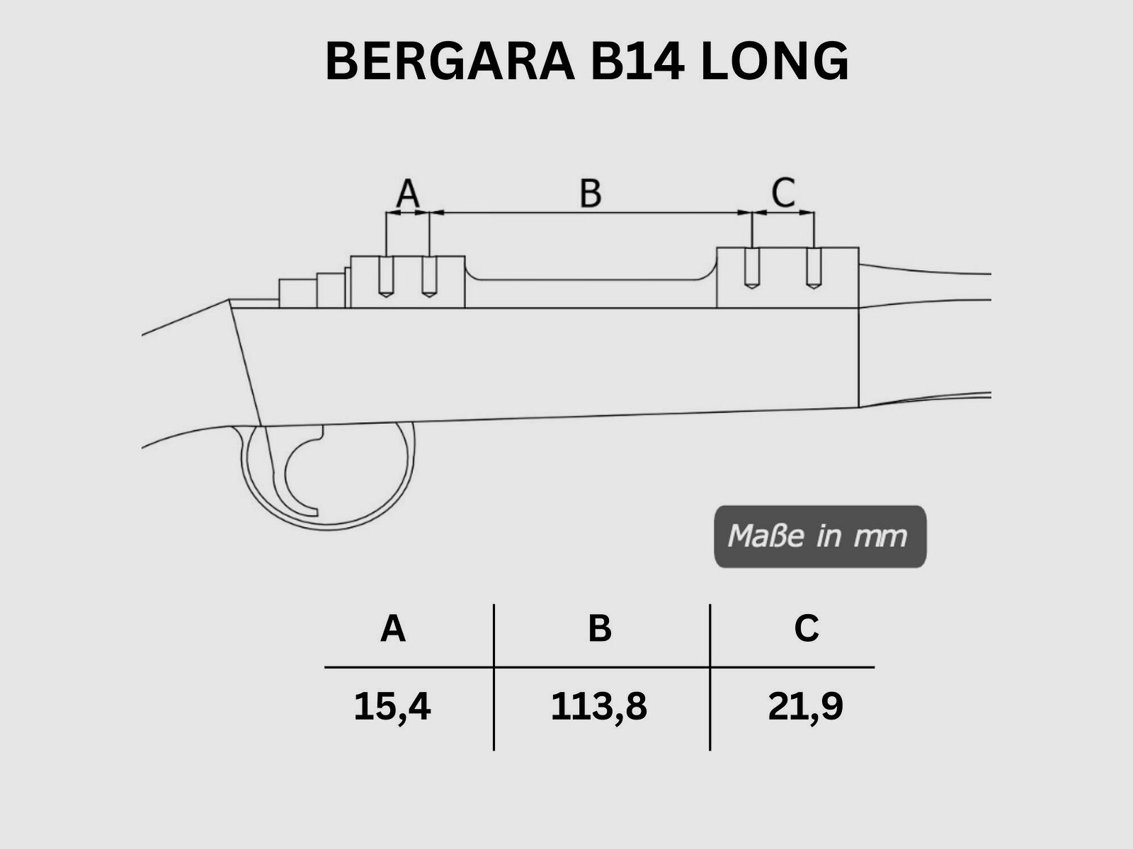 Rifle Doc Picatinny Weaver STAHL Schiene Bergara B14 LA (Long Action)