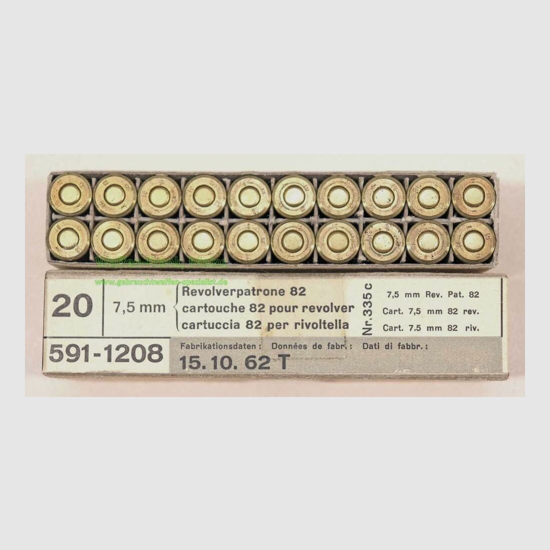 Waffen-&Munitionswerke Thun CH Revolverpatronen 7,5 Schweiz. Ord. / M82