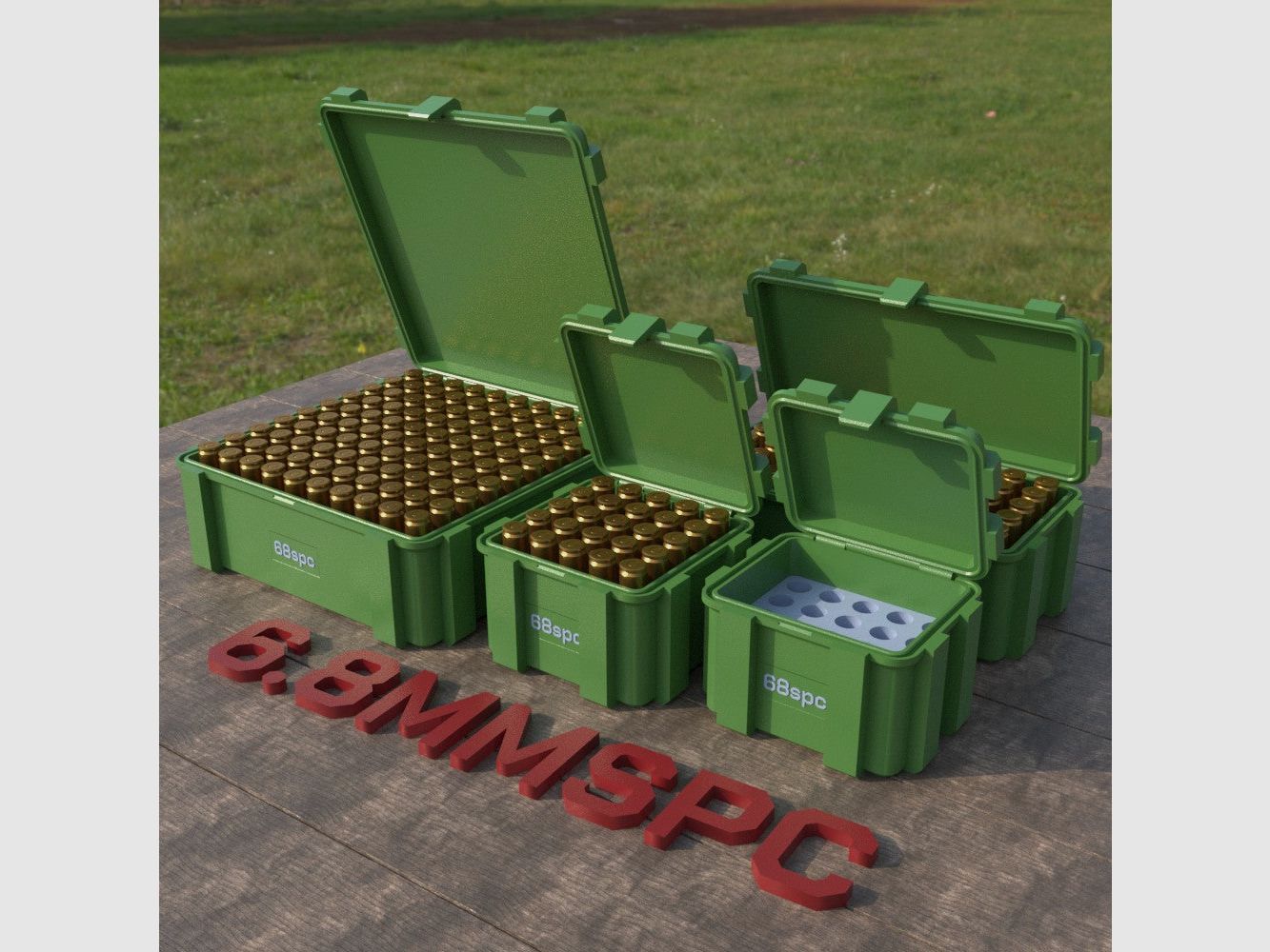 Filamelt scatola per munizioni / 6.8 mm Remington SPC / 'coperchio a ribalta' / scatola per cartucce, scatola per munizioni