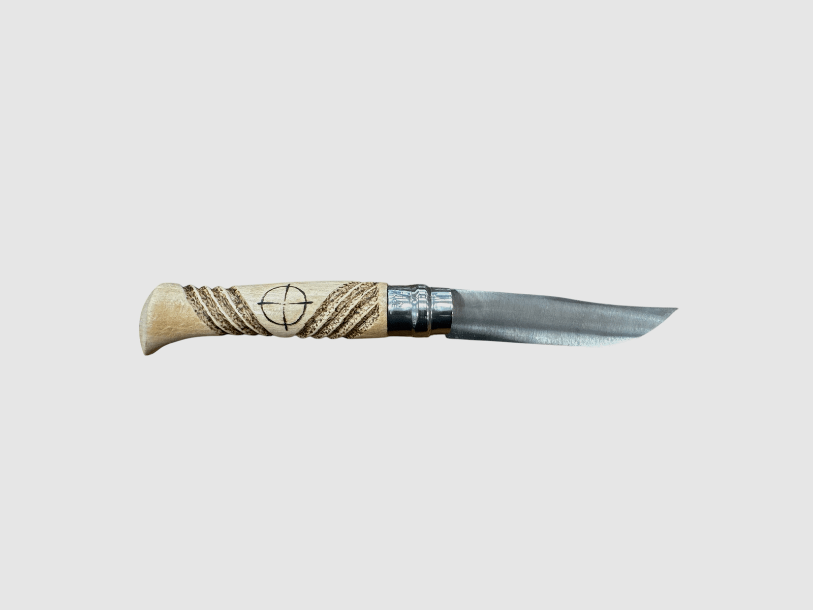 Messer – Opinel – N.9 Kohlenstoff handgefertigt mit Wildschwein + Visier + Schnitzerei, Bild 2 von 3