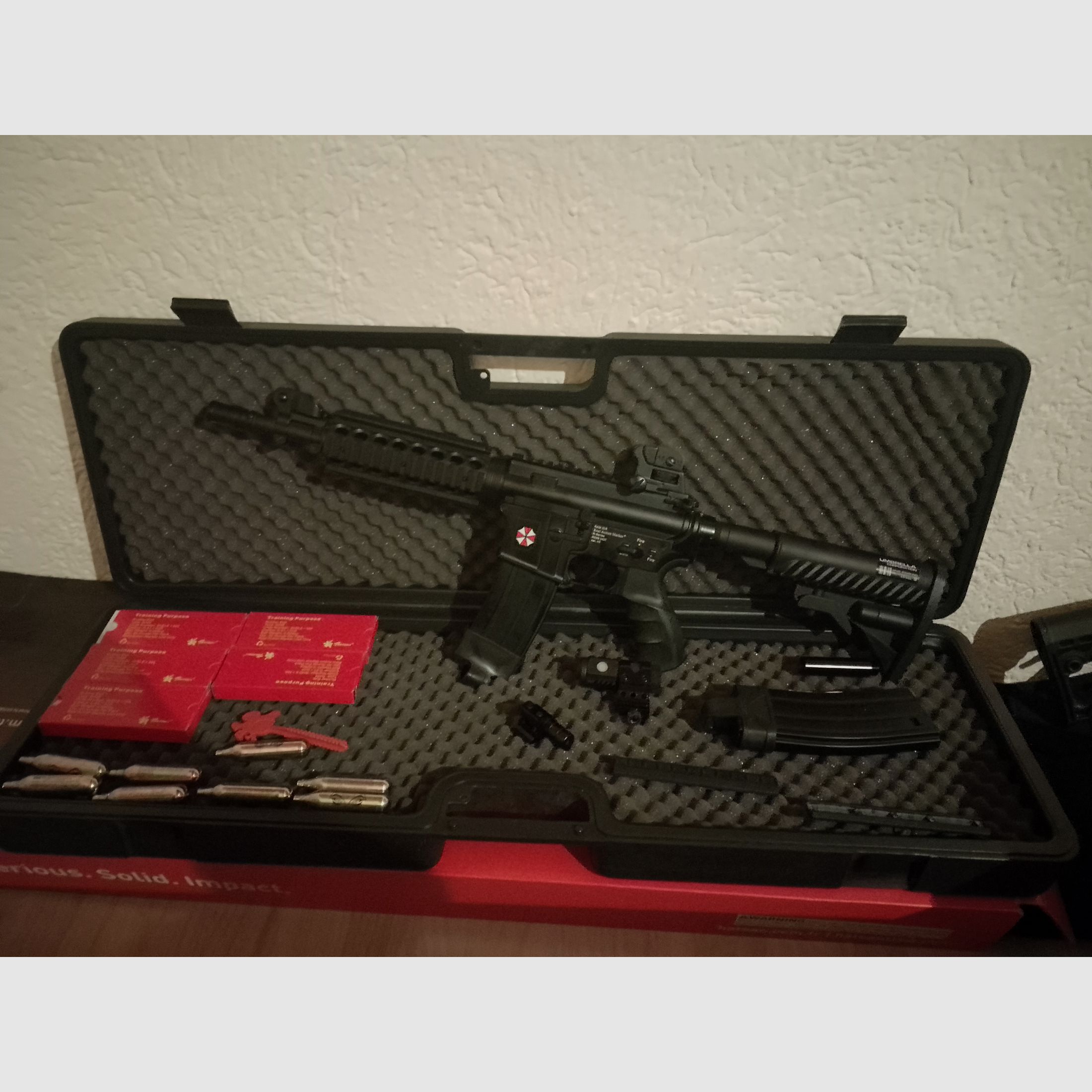 Real Action Marker Markierer R32 Ram 32R neuwertig ungeschossen .43 Sturmgewehr Hülsen Auswurf Koffer Set Sammlung 