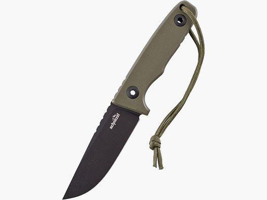 Schnitzel Outdoormesser TRI rostfreier 14C28N-Stahl mit Black Stonewash-Finish grün