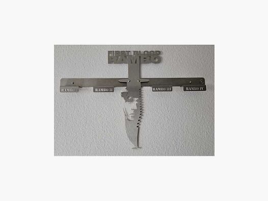 Rambo 1-4 Messer Designer Wandhalter Edelstahl 3D Effekt