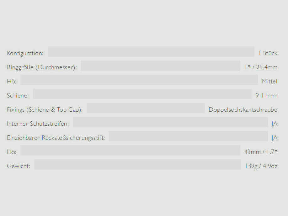 HAWKE 22104 25,4mm Ringmontage Mittel für 9-11mm Schiene Zielfernrohr-Halterung