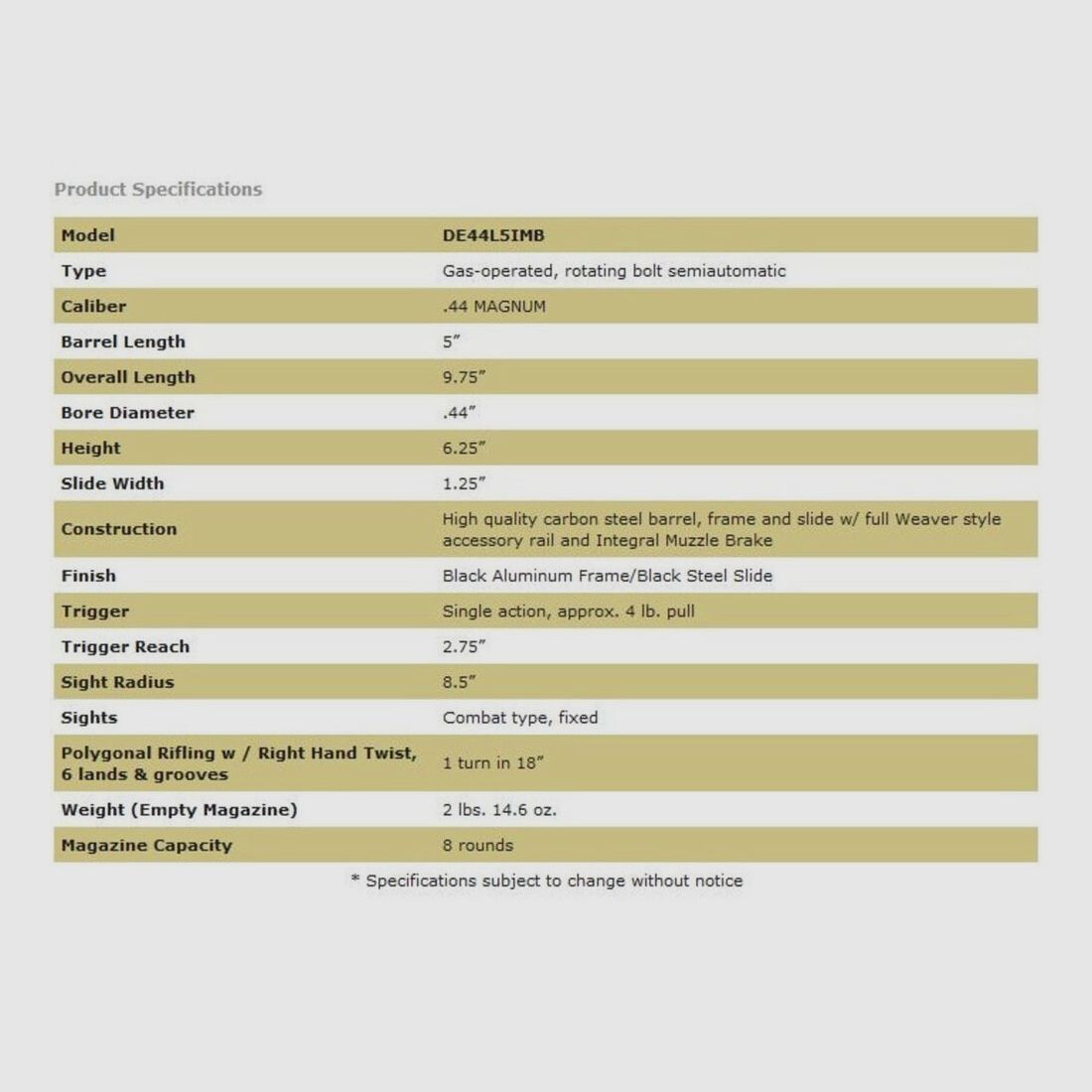 Magnum Research Desert Eagle L5" (5 Zoll) Black MBI .44RemMag