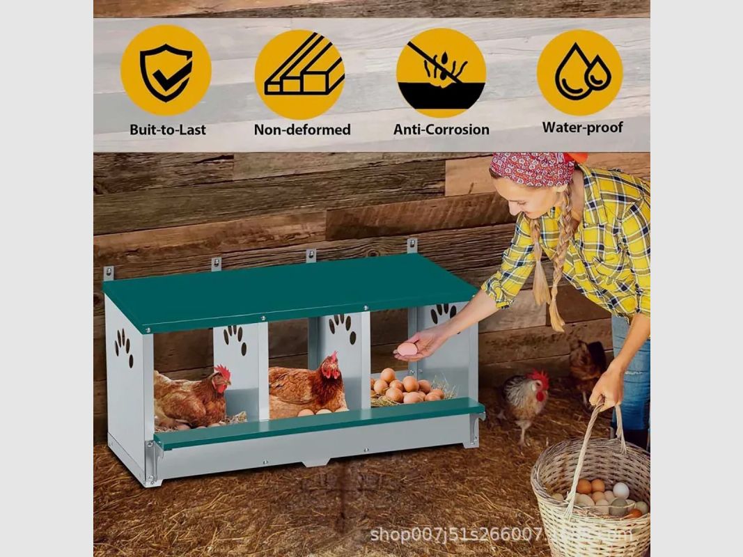 Wandmontierter Brutkasten mit 6 Nistplätzen aus grauem und grünem Metall, Bild 4 von 5