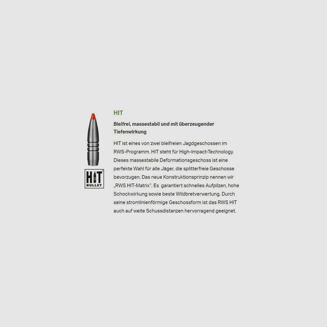 RWS Kugelpatronen 8x57IS SR HIT bleifrei 20 Stk  10,4g/160grs