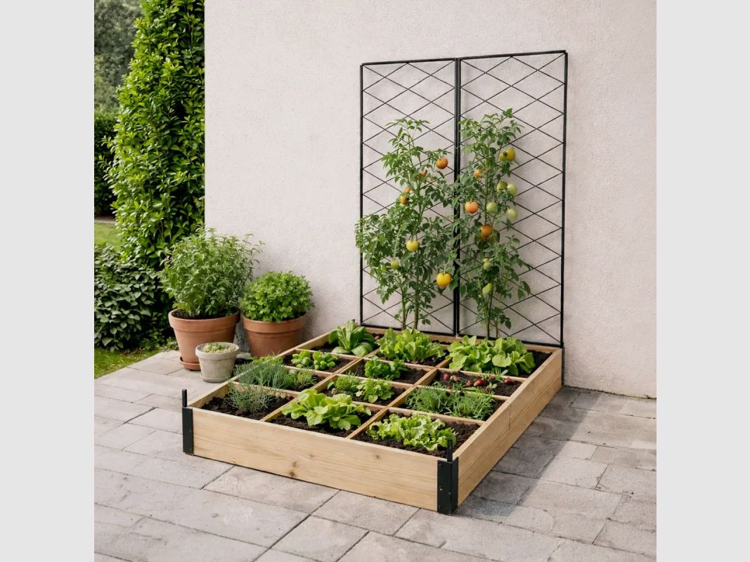 Hochbeet aus Fichtenholz mit Gitter - 115x80x128cm, Bild 1 von 9