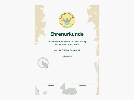 Lieu d'apprentissage Nature Certificat Or Mérite