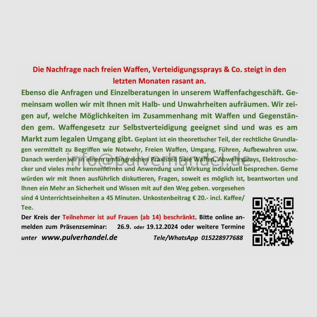 Selbstschutzseminar für Frauen Seminar Schulung Lehrgang Freie Waffen und Gegenstände, Bild 2 von 3