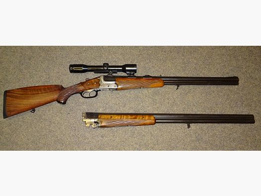BBF /BDF HEYM Mod. 88 7x57R +16/70 with interchangeable barrel on BDF 16/70. With "Kaps" scope 4x. EU-wide delivery