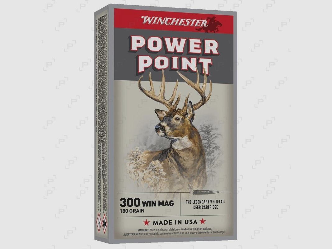 Doos van 20 patronen voor groot wild WINCHESTER POWER POINT Kaliber .300 WIN MAG - 180 GR