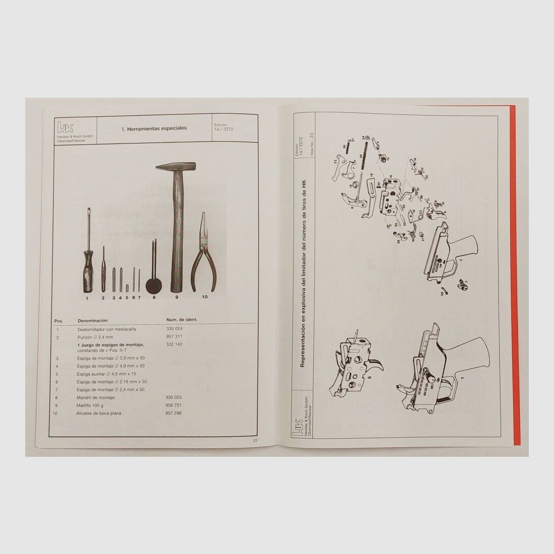 Heckler & Koch Operating Manual Heckler & Koch H&K MP5 Trigger Group in Italian