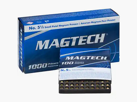 1.000 Stück | 1 x 1000er MAGTECH Zündhütchen Small Pistol Magnum 5 1/2 S.P.M. | NEU SOFORT LIEFERBAR