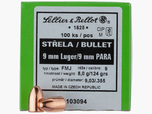 Sellier & Bellot Bullets .355 8.0g/124grs. Vlm Rk