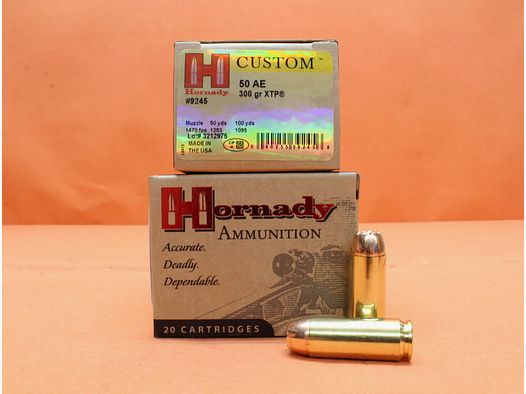 Cartuchos Hornady .50AE Hornady 300grs HP (9245) VE 20 cartuchos (XTP)/ 19,44g punta hueca