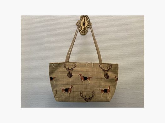 Lovergreen Tasche kariert Motiv: Hirsch/Hund