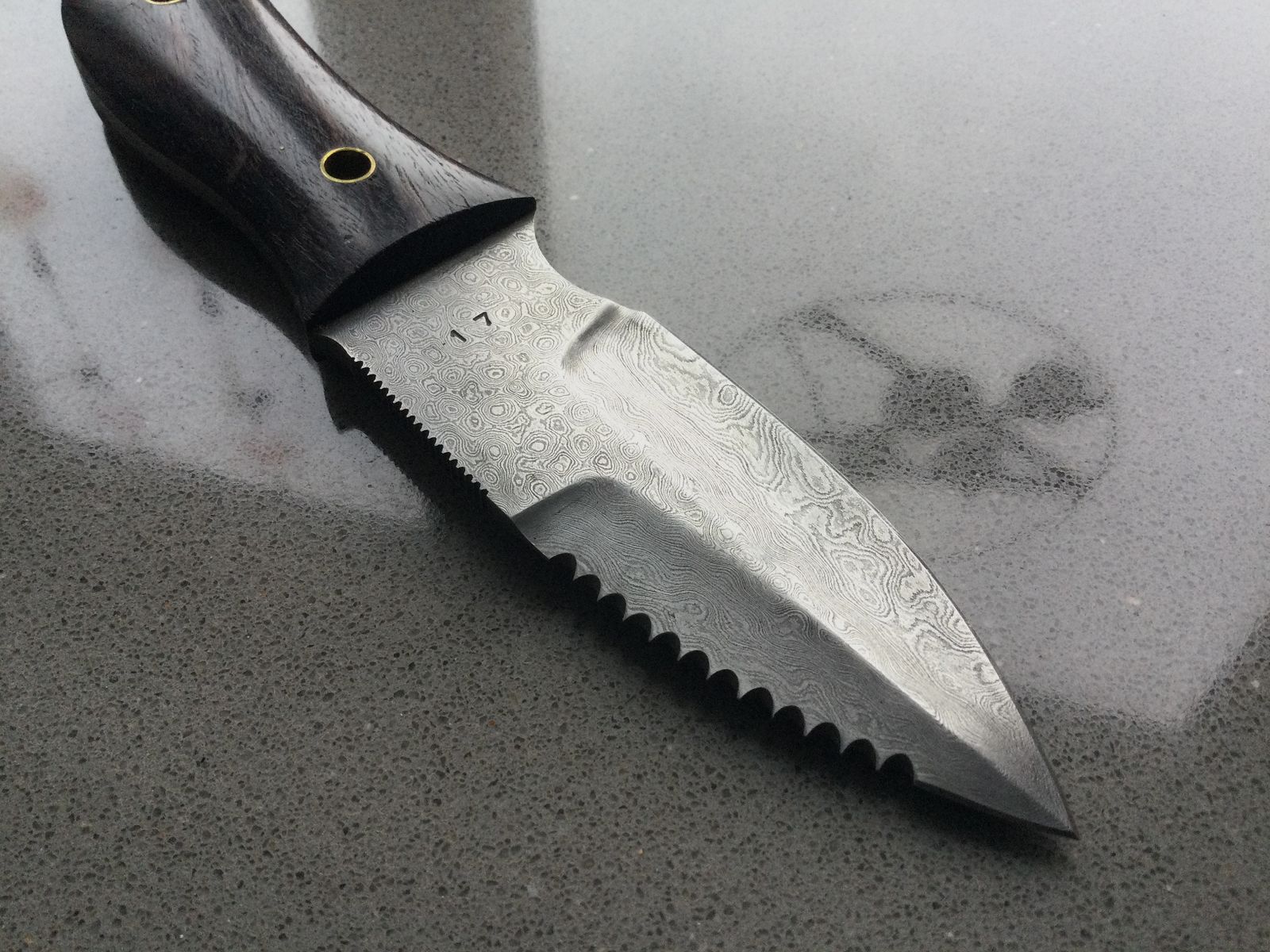 Nóż myśliwski, nóż, stałe ostrze, stal damasceńska, wysokiej jakości, bardzo ładny