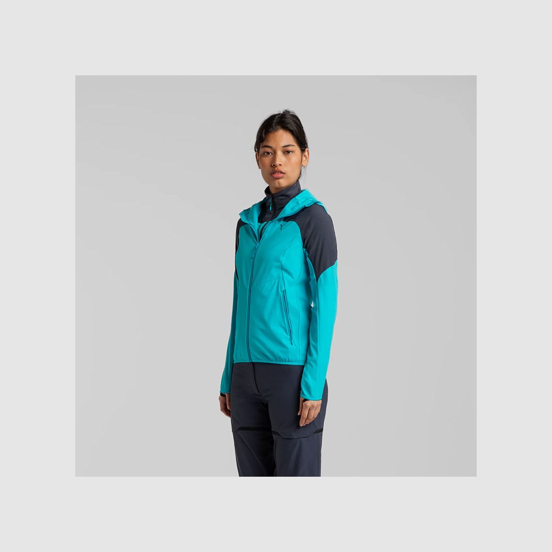 JACKET – WOMEN – MONTURA – RISE HOODED JACKET WOMAN Turquoise/Graphite Blue, image 9 of 9
