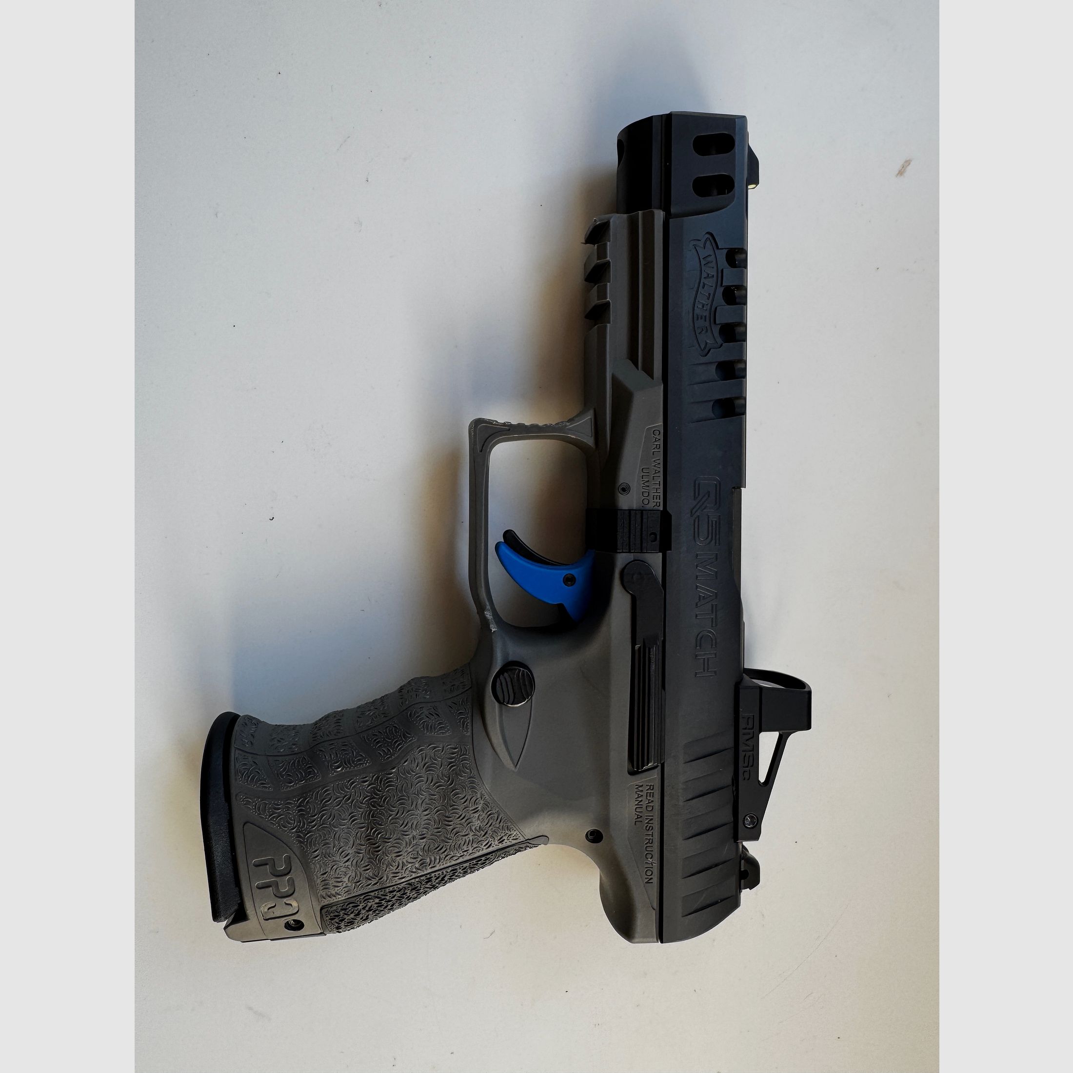 Walther PPQ Q5 Match (9×19 mm) — rama polimerowa • 4 magazynki • walizka + pełne akcesoria • zamontowany celownik punktowy Walther RMS C
