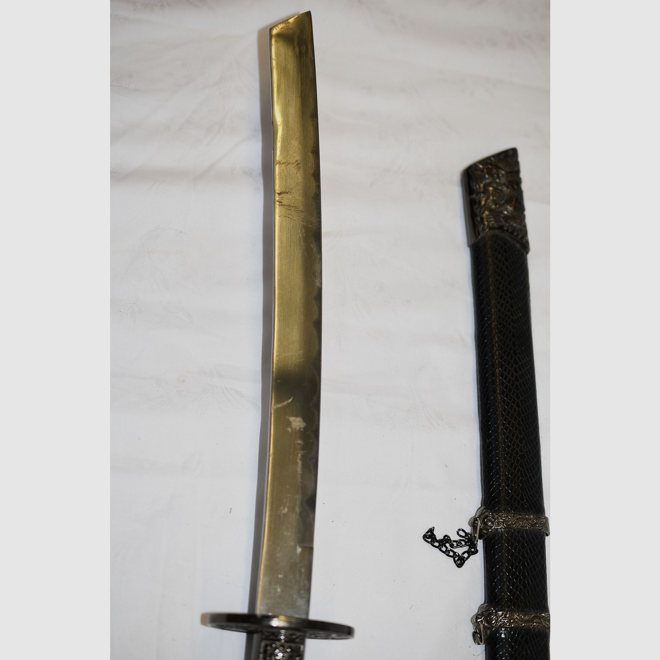 Katana, coltello Tanto in fodero, lunghezza totale 63 cm