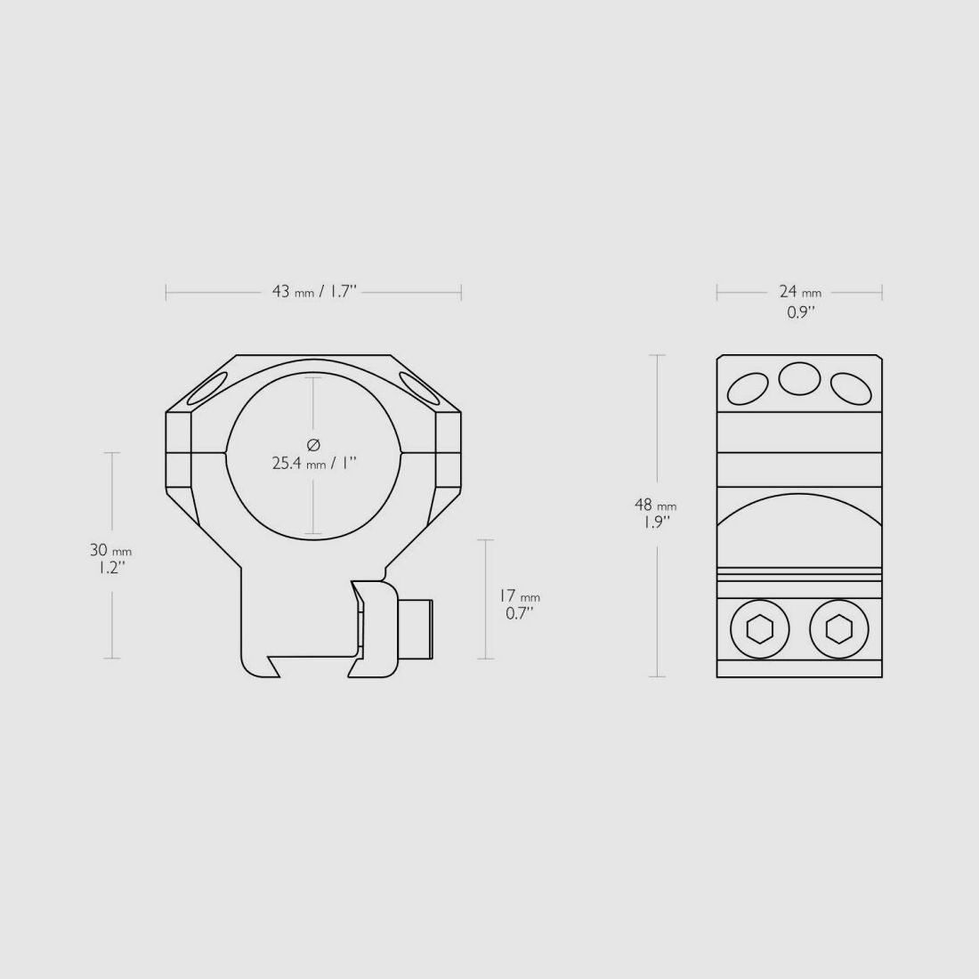 HAWKE Tactical Ring Mount, 9-11mm Prismenschiene, Tubus: 1" hoog