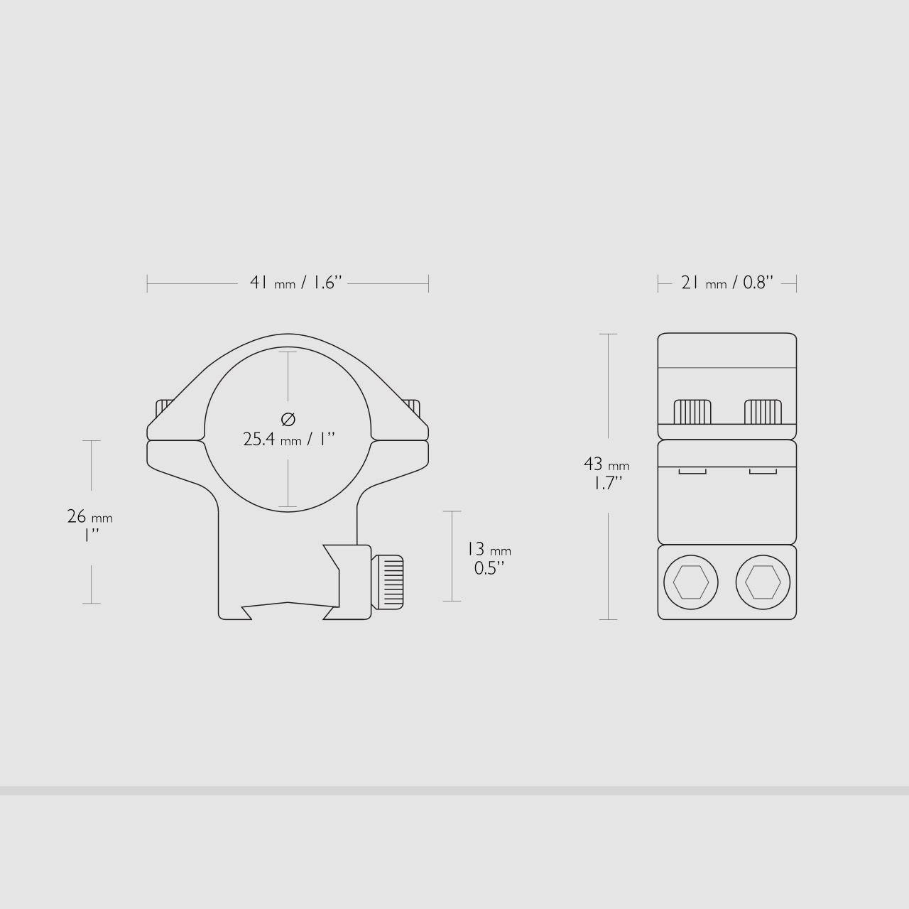 Zielfernrohr Ringmontagen Hawke Match Mount 1 Zoll medium HĂ¶he bis Mitte Ring 26 mm 2-teilig fĂĽr 9 - 11 mm Schiene