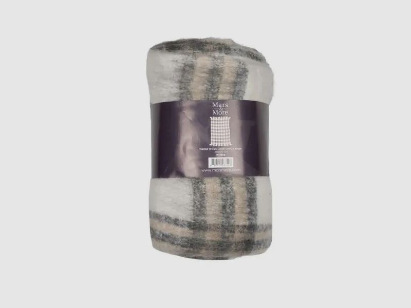 Mars & More Plaid Wolllook kariert beige 130x170 cm, Bild 2 von 2