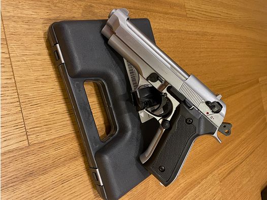 BLOW F92 Chrome Matt – 9 mm P.A.K. / Beretta 92F replica / Replica – EU-wide shipping / EU-Wide Shipping