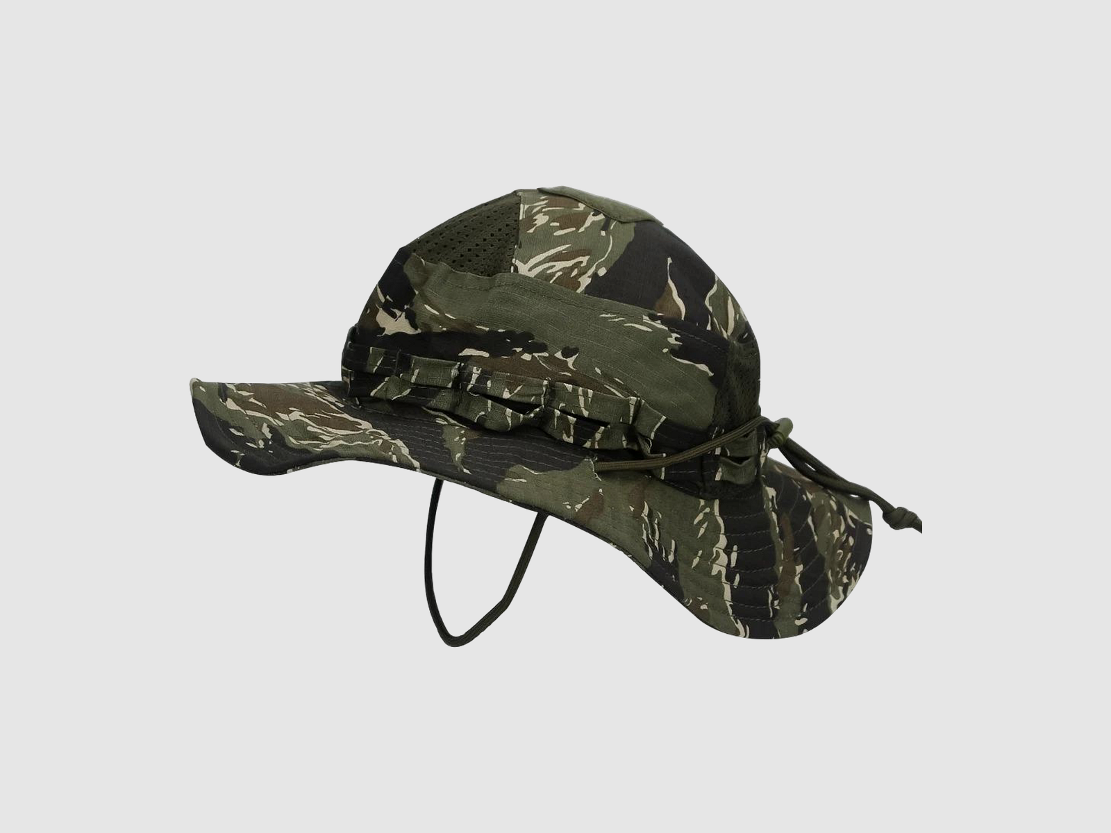 Taktischer Boonie Hut Herren Damen, Buschhut aus Ripstop-Gewebe mit ca. 7 cm Krempe (Tiger Stripe)