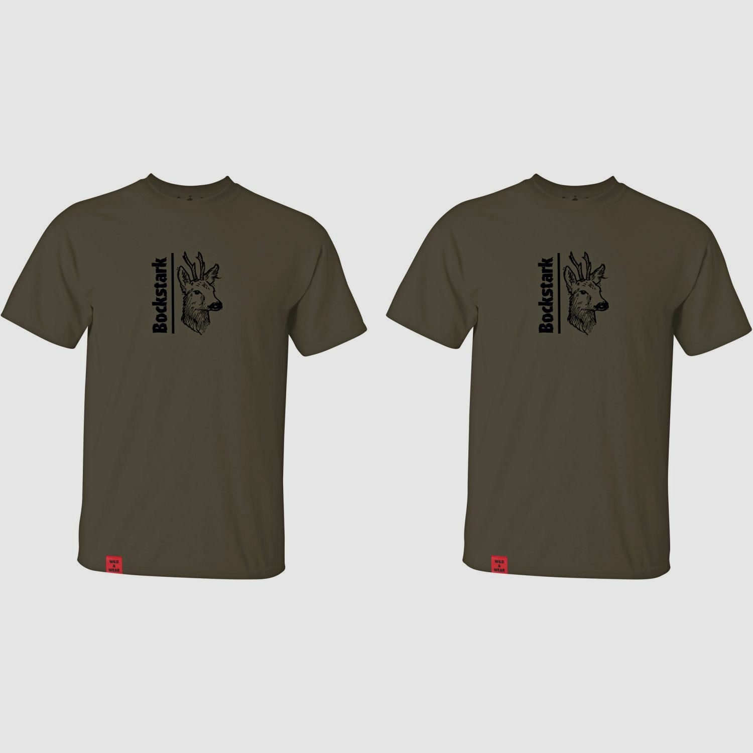 Ensemble de 2 : T-shirt Wild & Wear "Bockstark" Homme (Olive)