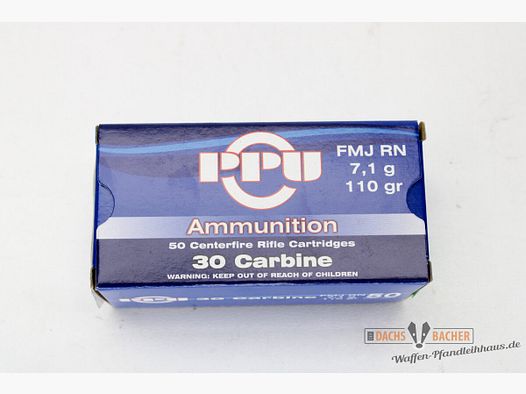 PPU Privi Partizan .30 Carbine 7,1g/110gr FMJ RN 50 Schuß