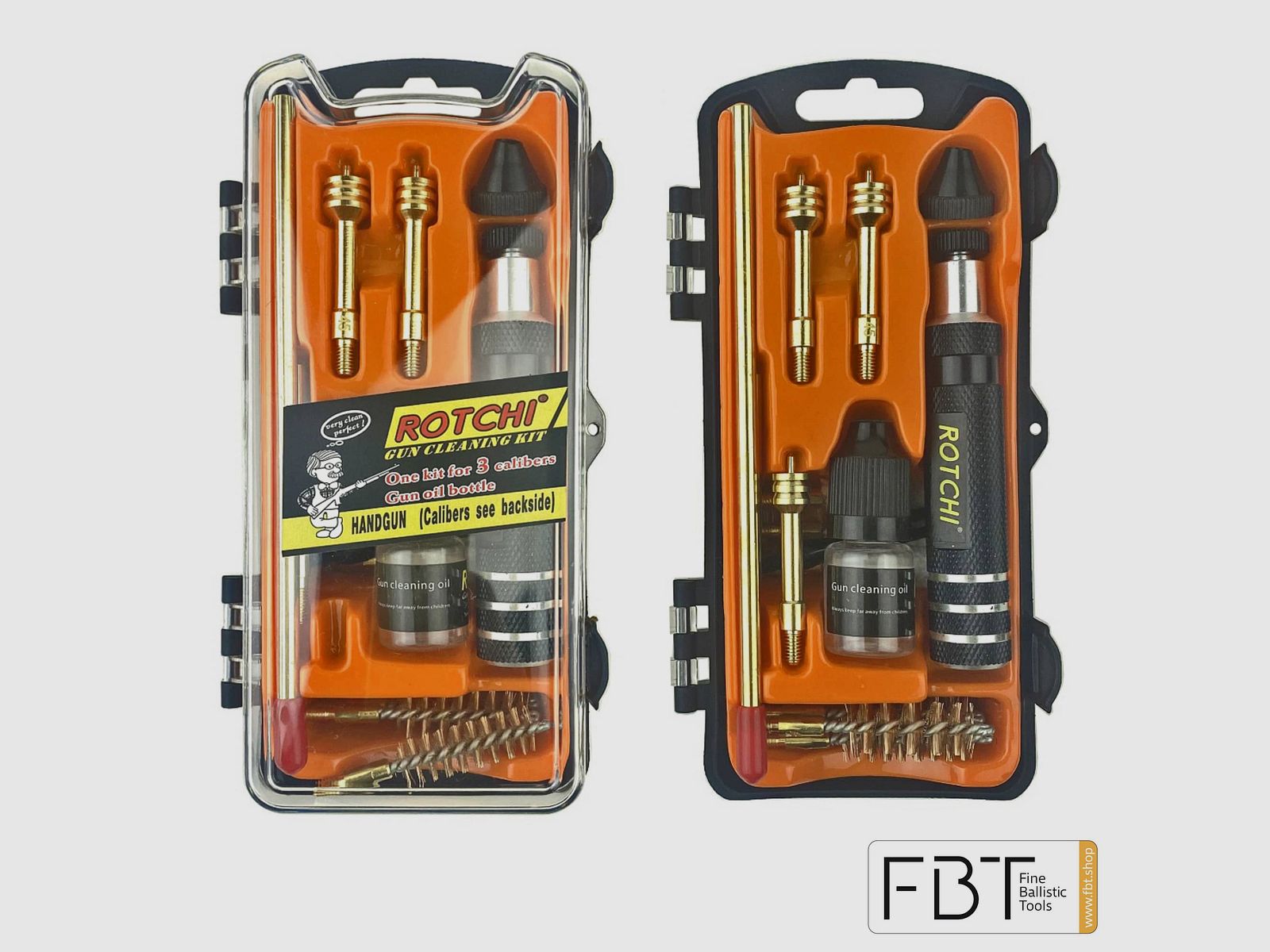 Reinigungsset Pistole & Kurzwaffe Kaliber .22 / .357 / 9 mm / .40 / . 45 | ROTCHI