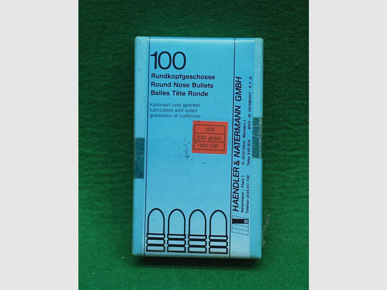Heandler&Natermann H&N proiettili a testa tonda .375 130grani