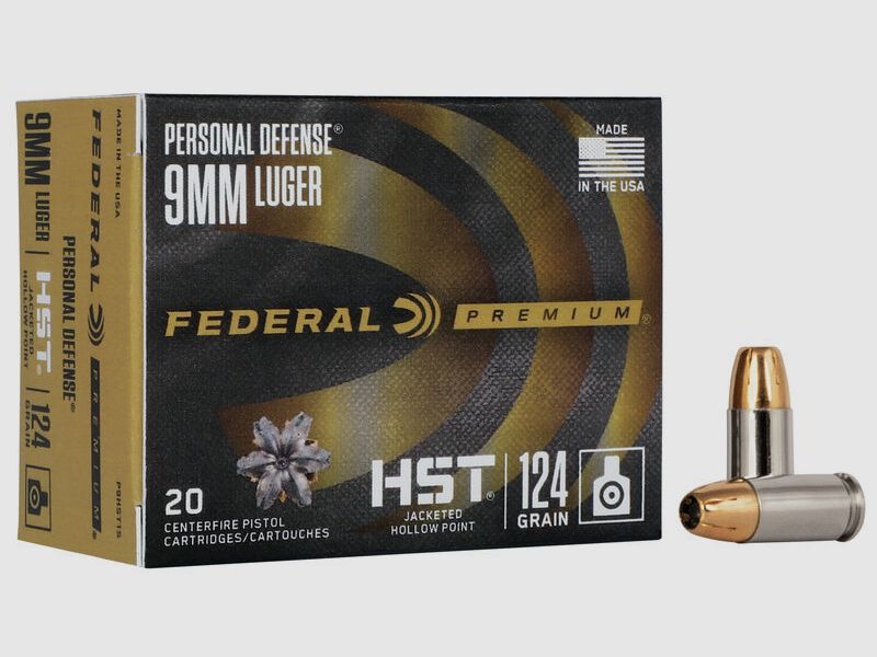 Federal Premium Personal Defense HST 9mm Luger 124GR JHP 20 cartucce