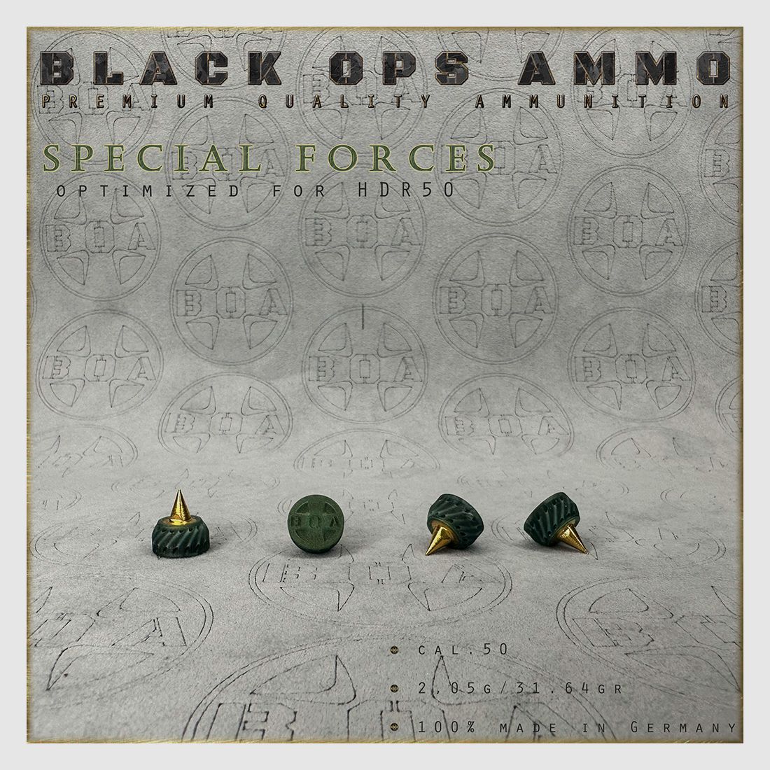 18x + 2 Special Forces BLACK OPS AMMO HDR 50 TR cal.50 Munition T4E Umarex HDR50 TR50