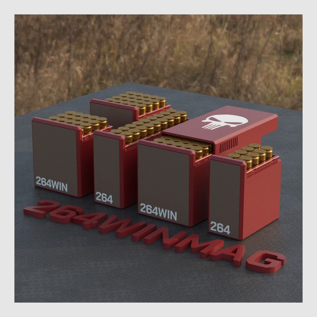 Filamelt Munitionsbox / Ammo Box .264 Winchester Magnum – Patronenbox für 50 Schuss, Made in Germany