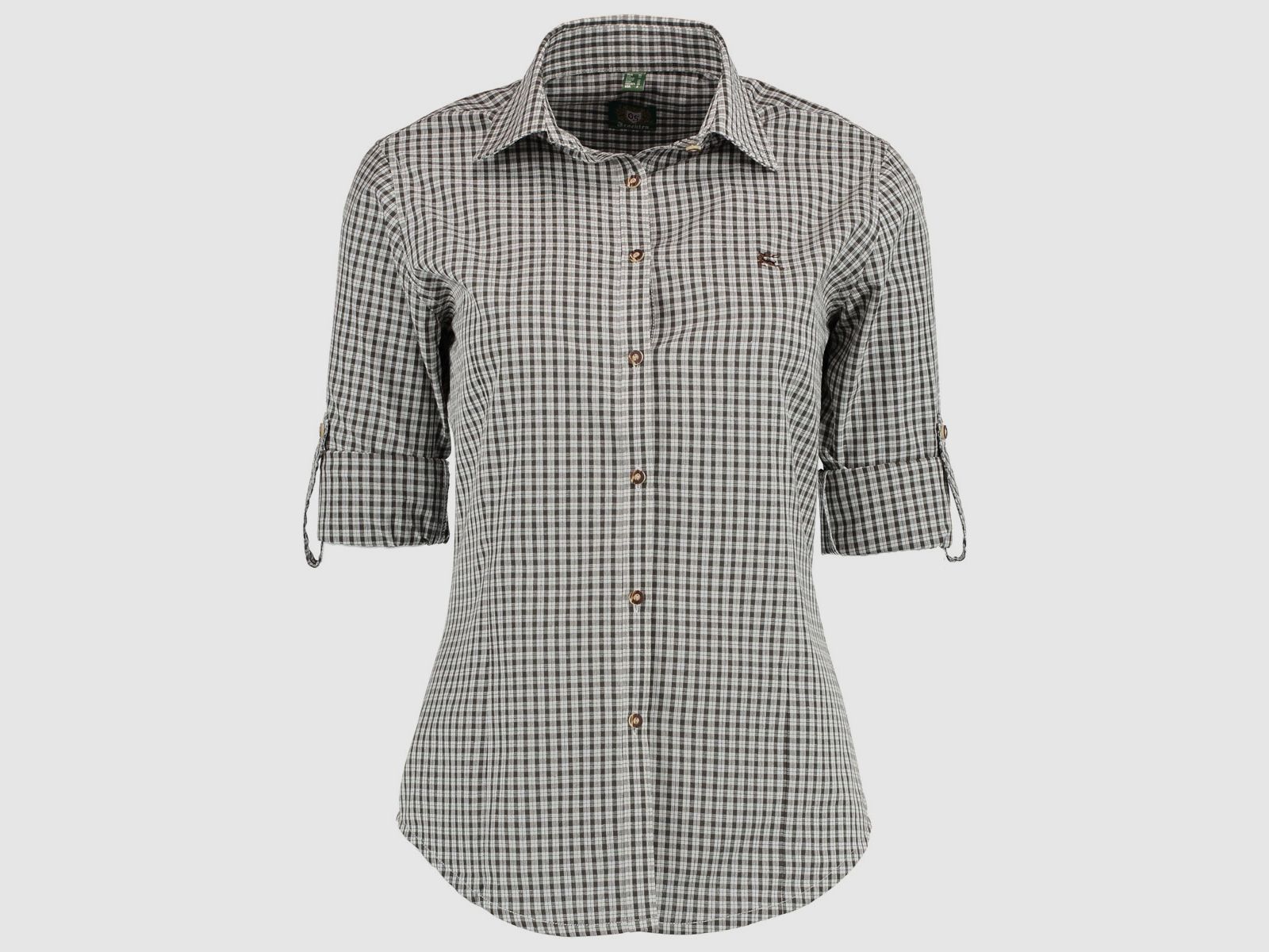 Orbis Textil Damenbluse 1/1 Arm mit Strickerei Dunkelgrün - 34