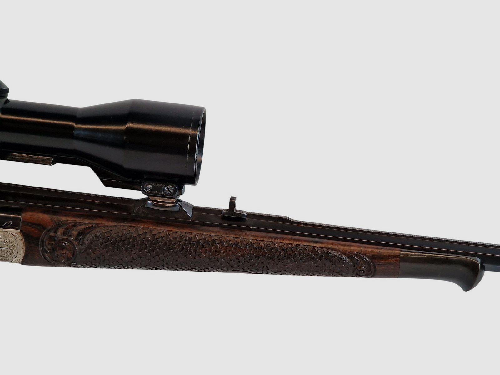 Outschar Ferlach Seitenschloss Kipplaufbüchse im Kal. 6,5x57R mit variabler Zeiss Optik