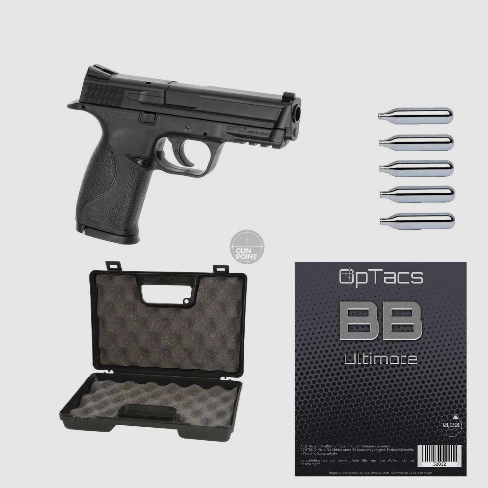 SET !!! Airsoft - Pistool - KWC - M&P V2 Co2 NBB - vanaf 18, meer dan 0,5 Joule