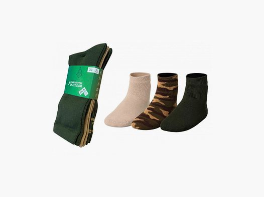 Pack of 3 Kids' Socks Green, Beige and Camo - Treeland