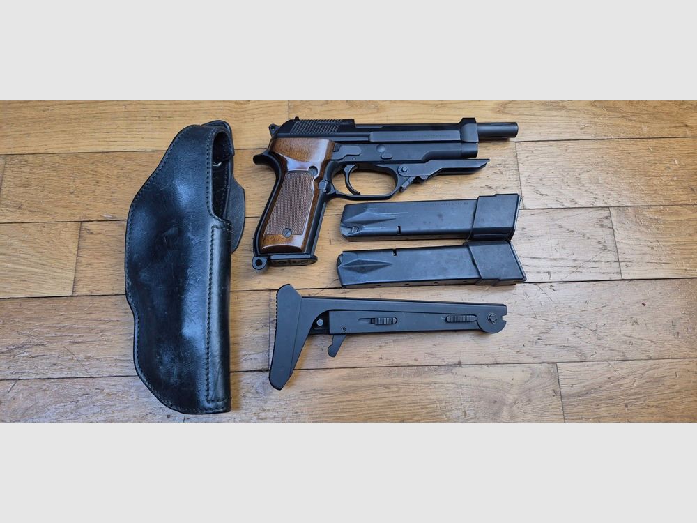 Superb Automatikpistole Beretta 93R – Weniger als 2.000 Exemplare! – Pony-Futteral für Fauré Le Page – Perfekte Anpassung an die Waffe – Sehr seltener originaler klappbarer Schaft – 1 Magazin mit 15 Schuss und 2 Magazine mit 20 Schuss – Ausgezeichneter Zustand, fast neu – TBE ++ – Kategorie A2 – Export AUSSCHLIESSLICH, Bild 2 von 29