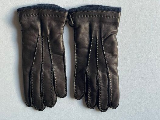 ROSI COLLECTION Guanti in Pelle e Cashmere Marrone Scuro