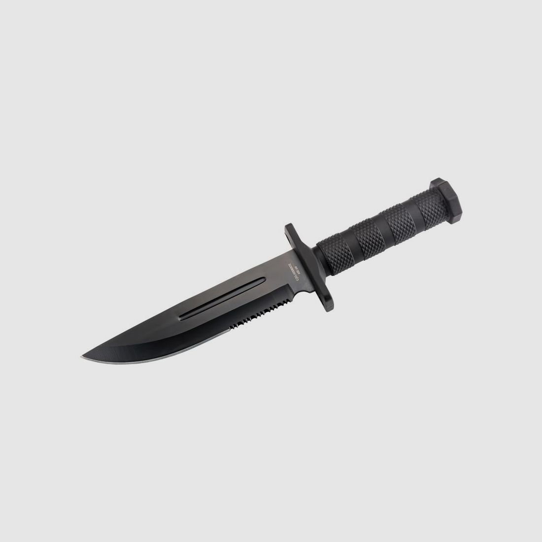 Herbertz Gürtelmesser, Stahl AISI 420, schwarz beschichtet,, Parierelement, Kunststoffgriff, Kunststoffscheide
