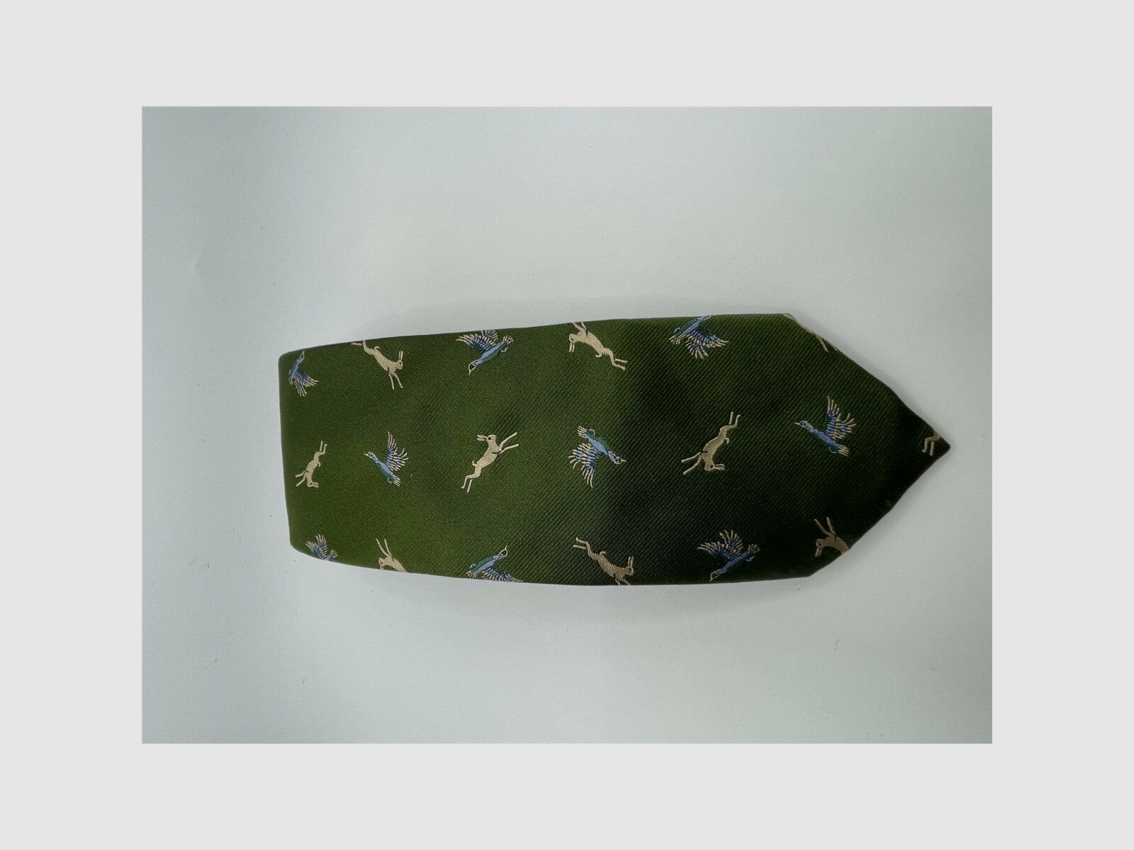 Robert Keyte Krawatte 100% Seide grn Motiv Hase und Ente