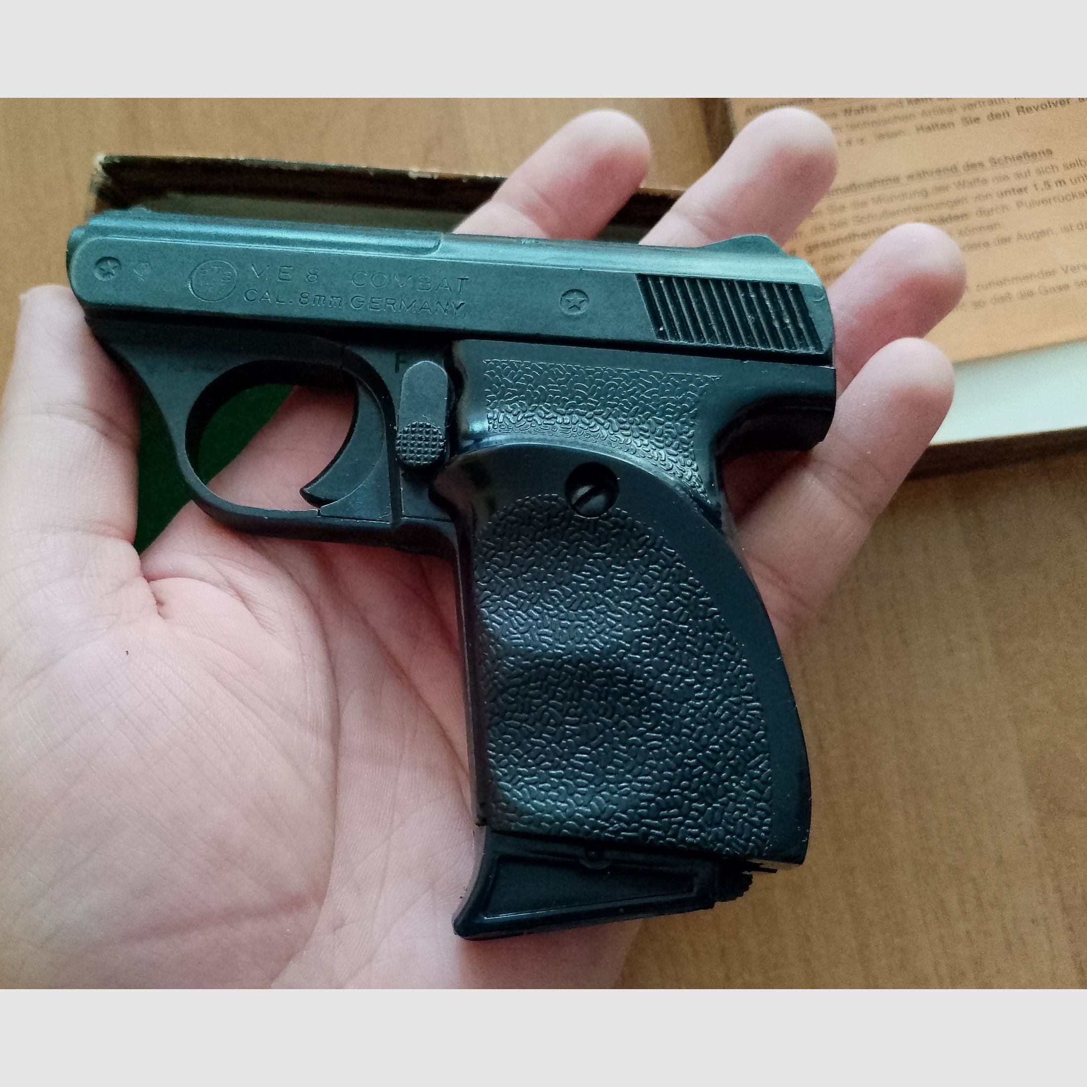 Seltene ME 8 Combat in 8 mm Knall im PTB 176/2 mit Verpackung!