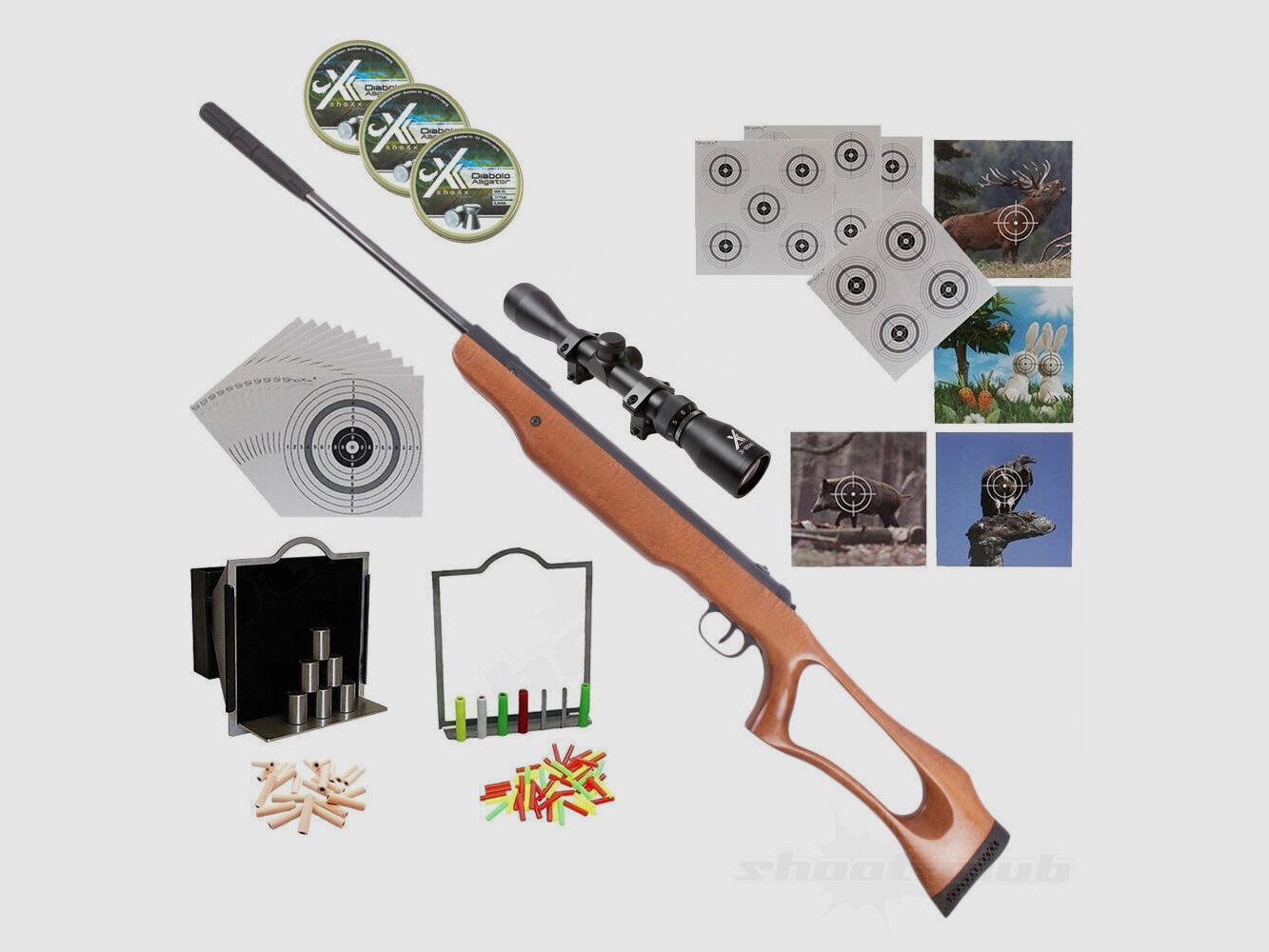 shoXx XS25SF Kipplauf Luftgewehr 4,5 mm Diabolo Supertarget Set